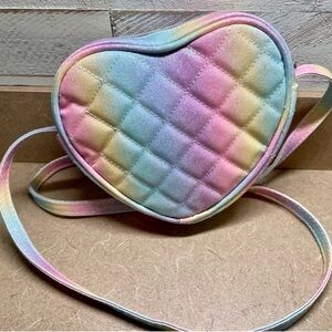 Kids Heart Shaped Purse with Rainbow Strap